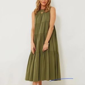 TUCKERNUCK Pomander Place cotton Carmen Army Green Dress NWOT